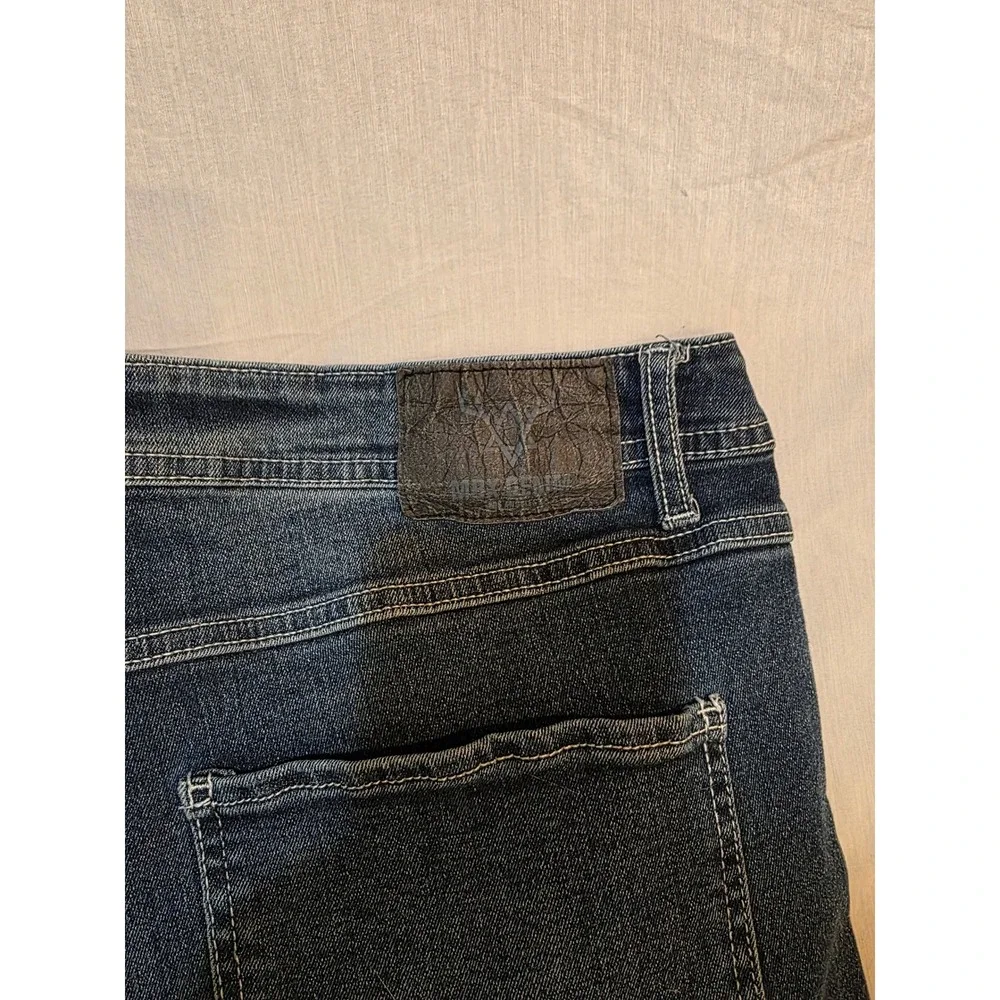 MBX Denim Jeans Dark Wash Whiskering Fading Straight Leg W36 L32